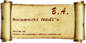 Bocsanszki Abbás névjegykártya